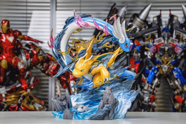 Pokemon Fantasy Studio Dragonite Family Resin Statue