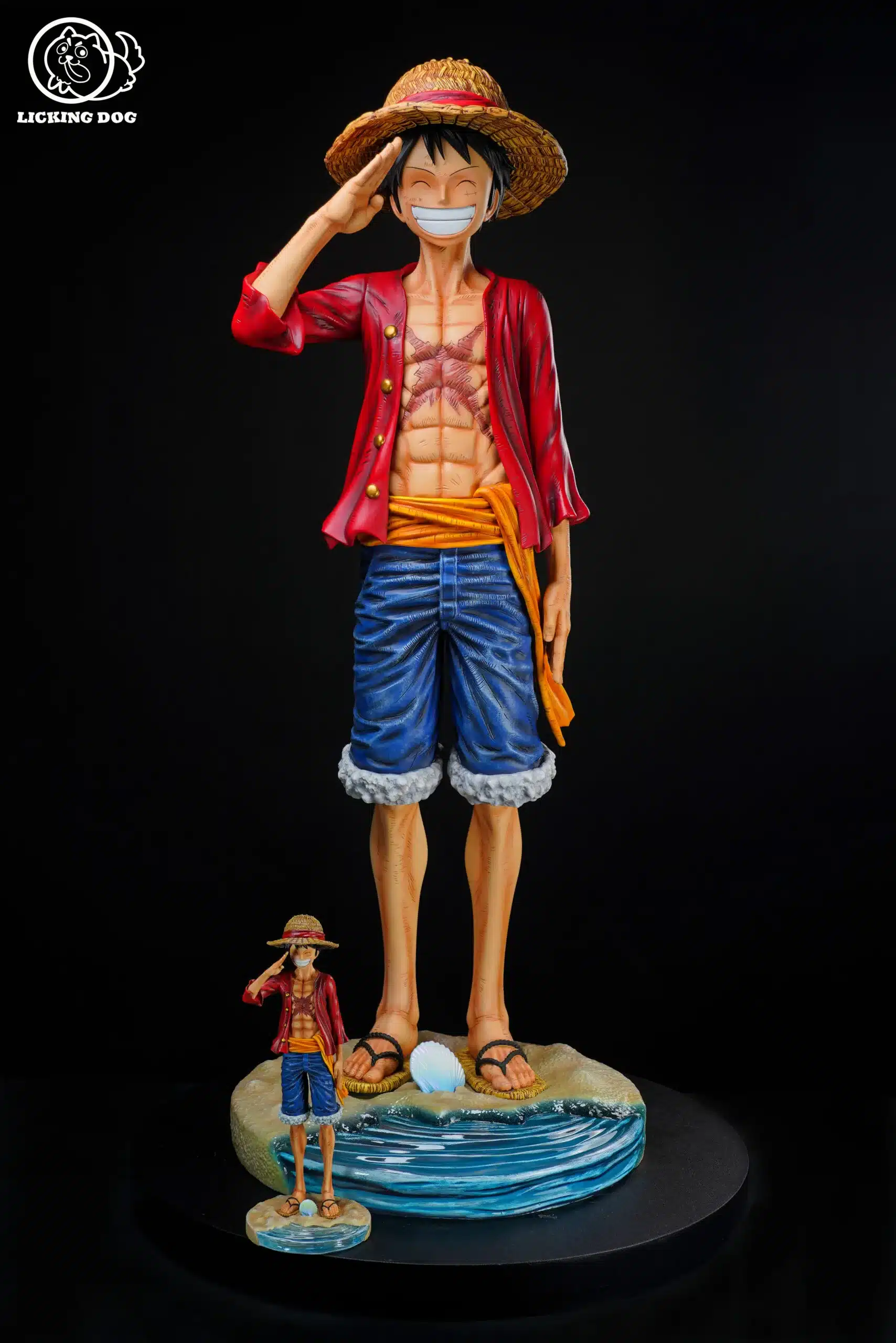One Piece Licking Dog Small Luffy Resin Statue