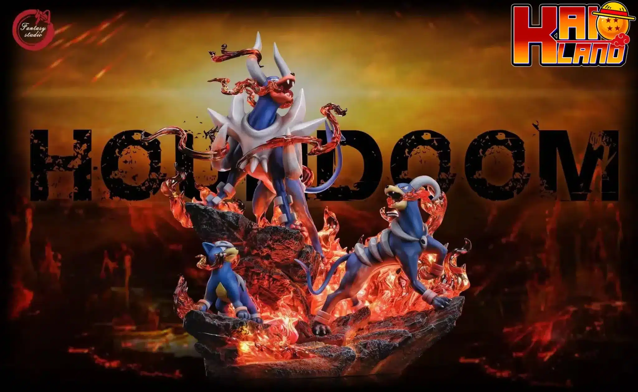 Pokemon Fantasy Studio Houndoom Resin Statue