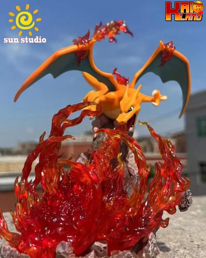 Pokemon SUN Studio Charizard with Flames Resin Statue