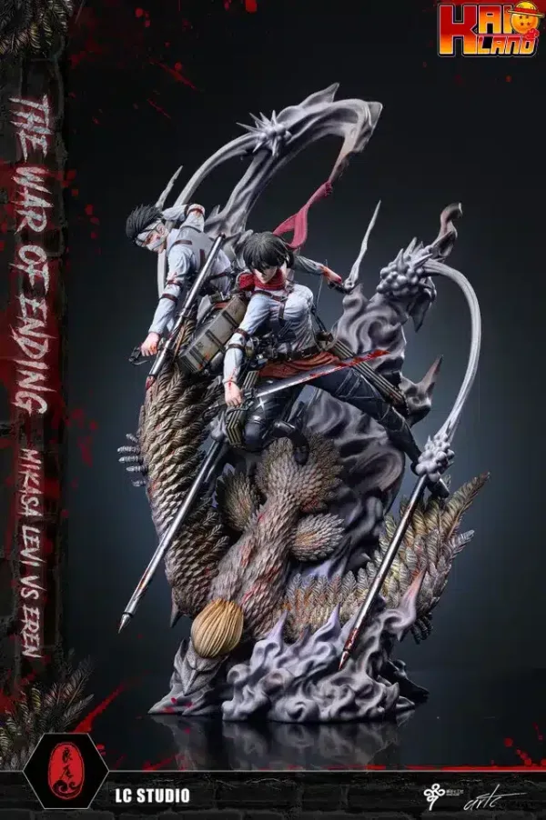 Attack on Titan LC Studio Mikasa x Levi Vs The Founding Titan Resin Statue 2 jpg