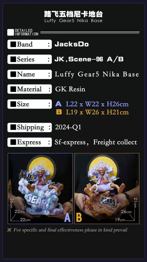 One Piece JacksDo Studio Luffy Gear 5 Nika Base Resin Statue 2