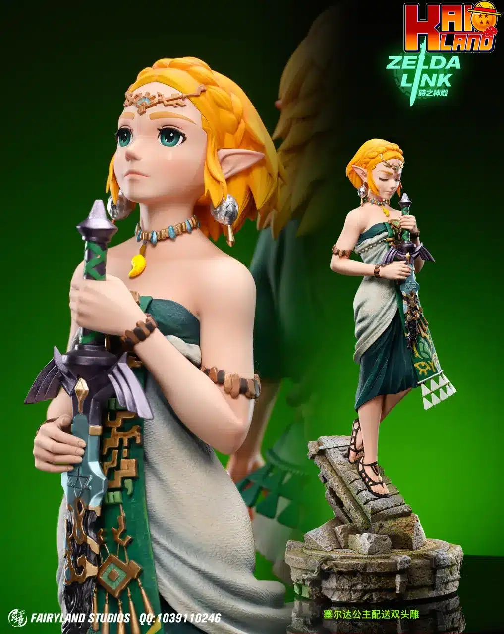 ゼルダの伝説 FairyLand-STUDIO リンク ゼルダ姫 フィギュア ゼルダの伝説 FairyLand スタジオ ゼルダ 樹脂製スタチュー - カイオランド