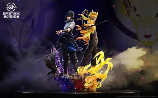 Naruto QueYang Studio Uzumaki Naruto x Uchiha Sasuke Resin Statue 1