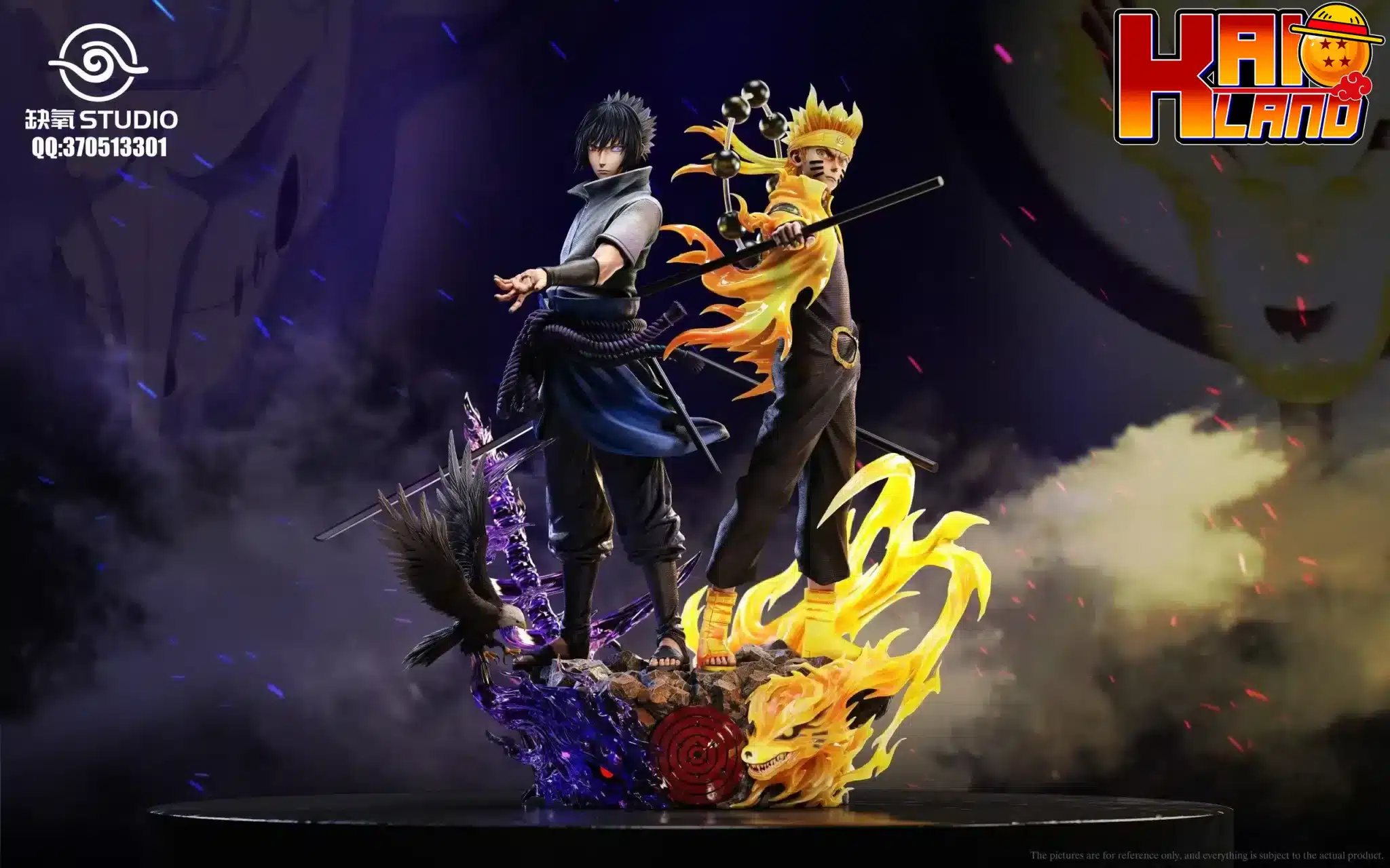 Naruto QueYang Studio Uzumaki Naruto x Uchiha Sasuke Resin Statue