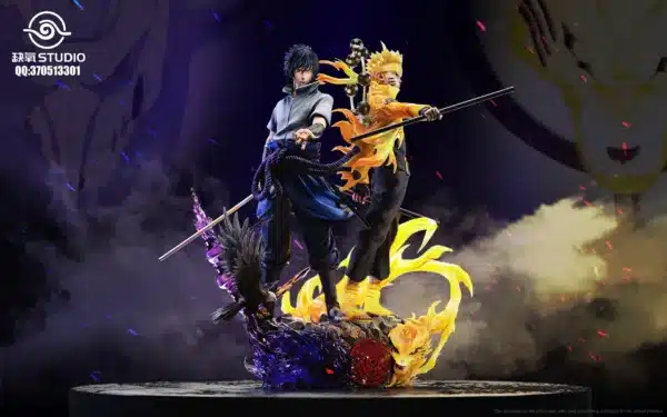 Naruto QueYang Studio Uzumaki Naruto x Uchiha Sasuke Resin Statue 2 scaled