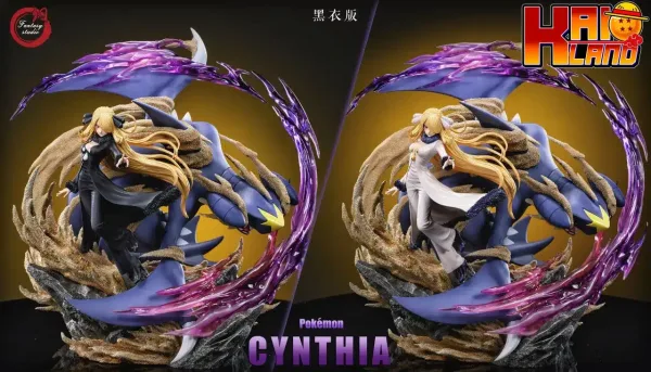 Pokemon Fantasy studio Cynthia x Garchomp Resin Statue 1 jpg