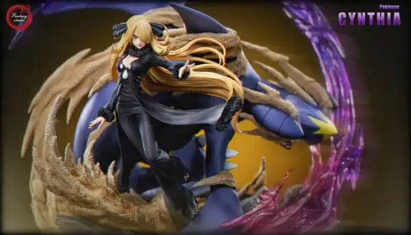 Pokemon Fantasy studio Cynthia x Garchomp Resin Statue 4