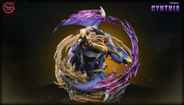 Pokemon Fantasy studio Cynthia x Garchomp Resin Statue 5