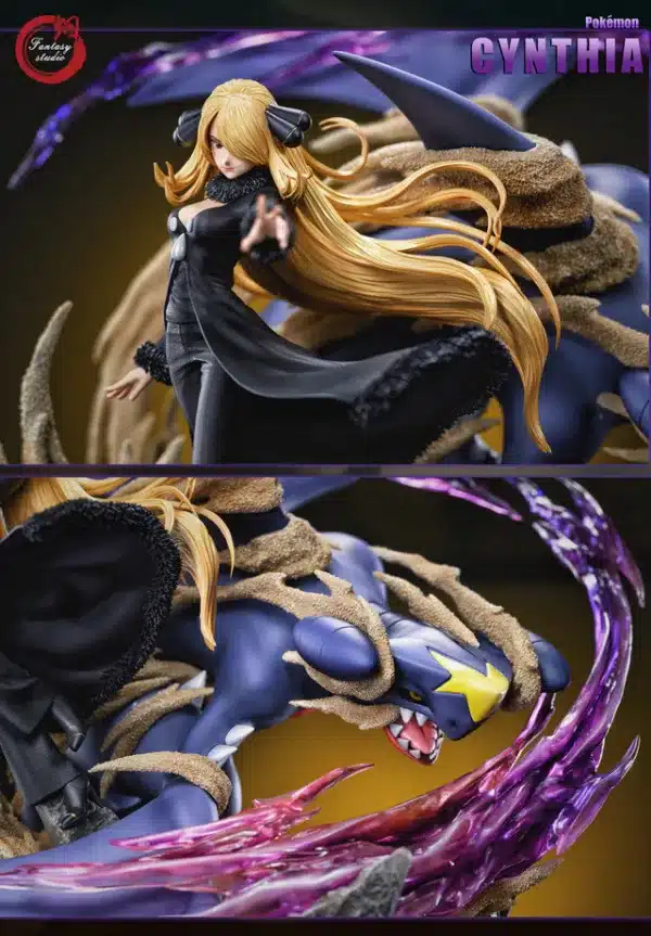Pokemon Fantasy studio Cynthia x Garchomp Resin Statue 9