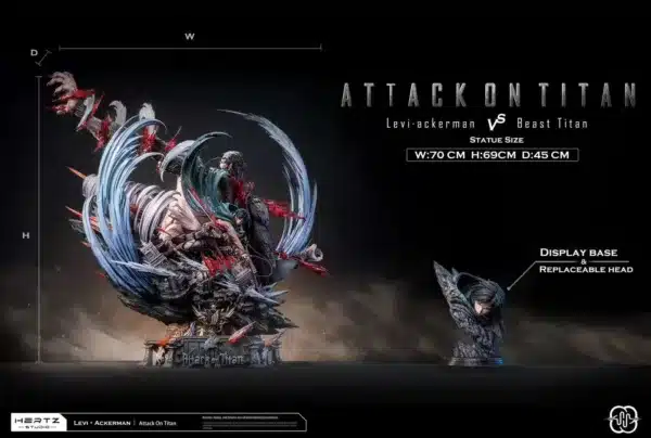 Attack on Titan Hertz Studio Levi vs Beast titan Resin Statue 3