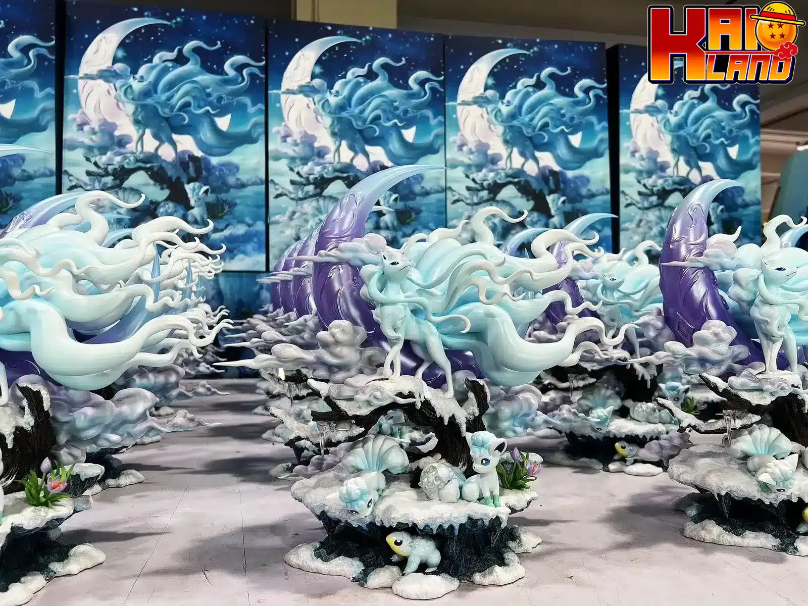 Pokemon Moon Shadow Studio Ice Ninetales And Vulpix Resin