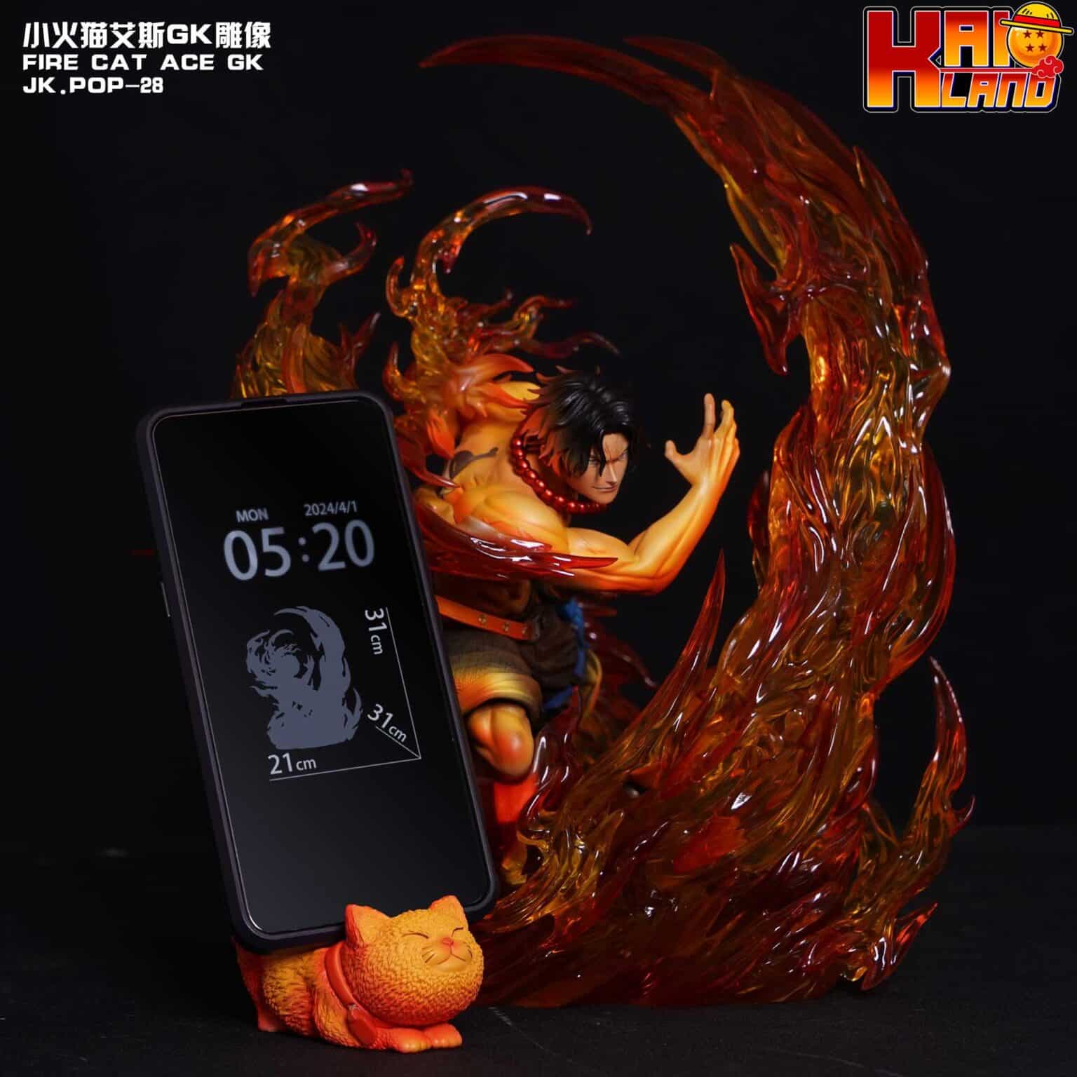 Figura de acción de One Piece de 36 cm de Portgas D. Ace, Gk Flame Scene, estatua de PVC, modelo