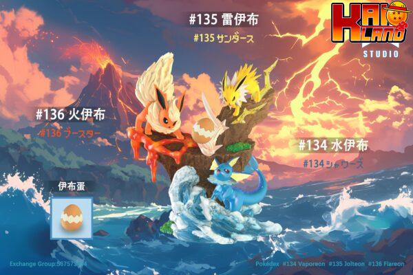 Pokemon JB Studio Vaporeon x Jolteon x Flareon Resin Statue 1