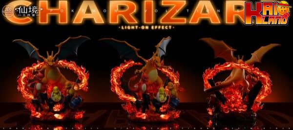 Pokemon Wonderland Studio Charizard Family Resin Statue 3