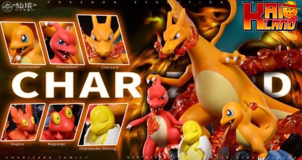Pokemon Wonderland Studio Charizard Family Resin Statue 5