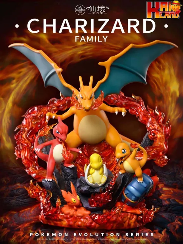 Pokemon Wonderland Studio Charizard Family Resin Statue 6