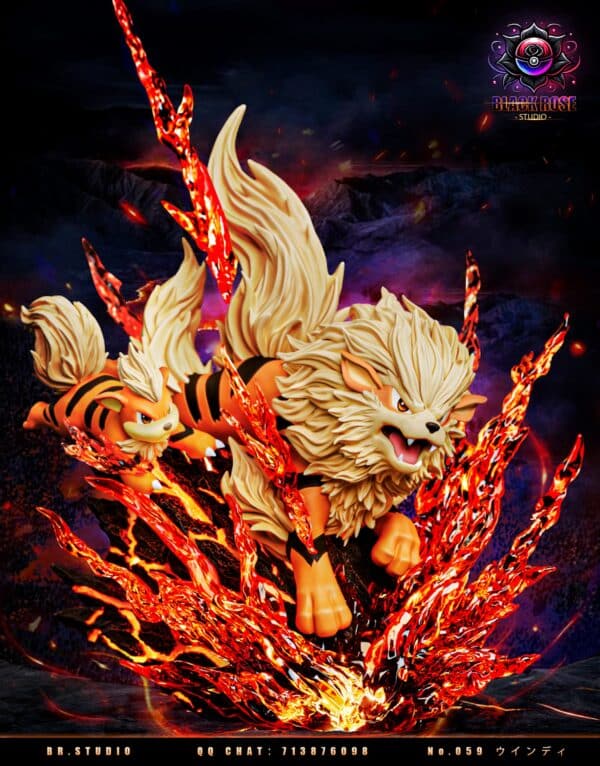Pokemon Black Rose Studio Arcanine Evolution Resin Statue 1