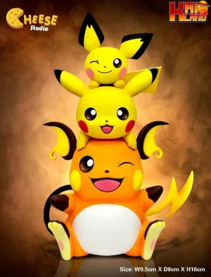 Pokemon Cheese Studio Evolution of Pikachu Set Jenga Resin Statue
