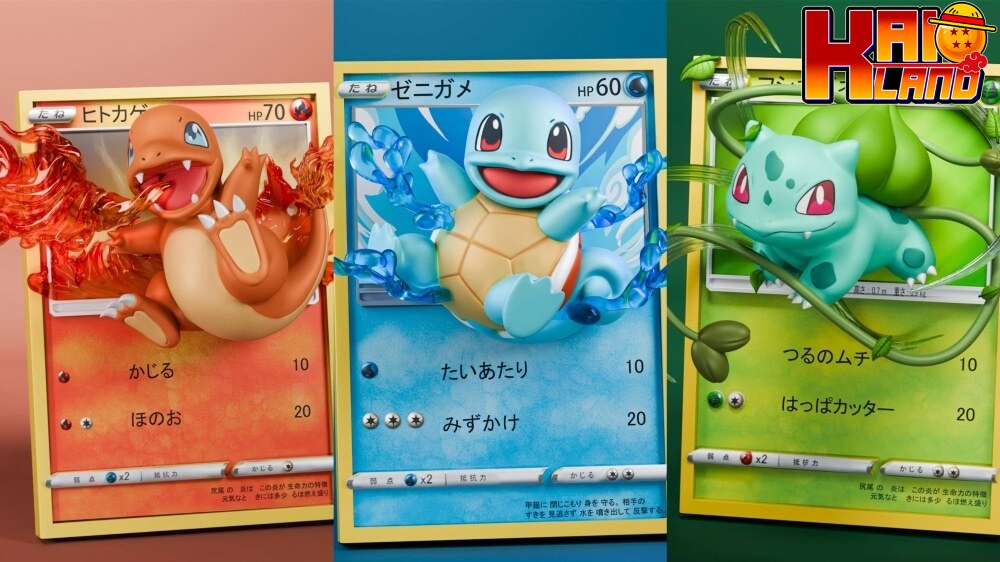 Pokemon Geisha Studio Bulbasaur x Charmander x Squirtle Resin Statue