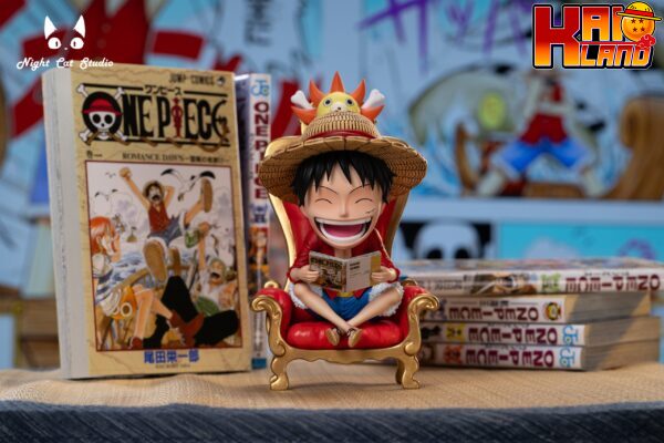 One Piece Night Cat Studio Reading Luffy Resin Statue 1