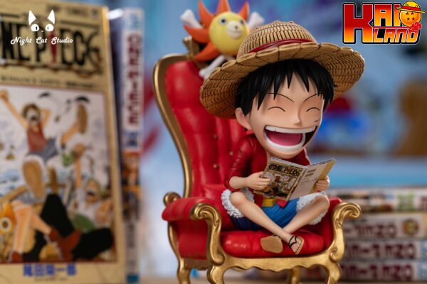 One Piece Night Cat Studio Reading Luffy Resin Statue 2