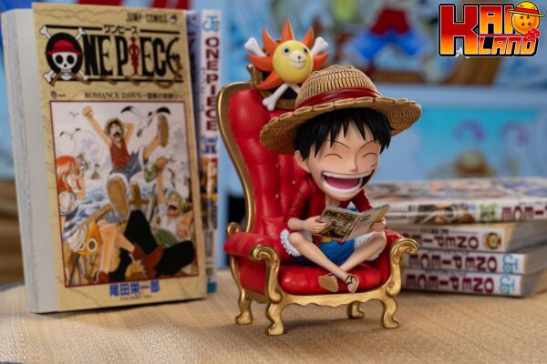 One Piece Night Cat Studio Reading Luffy Resin Statue 3