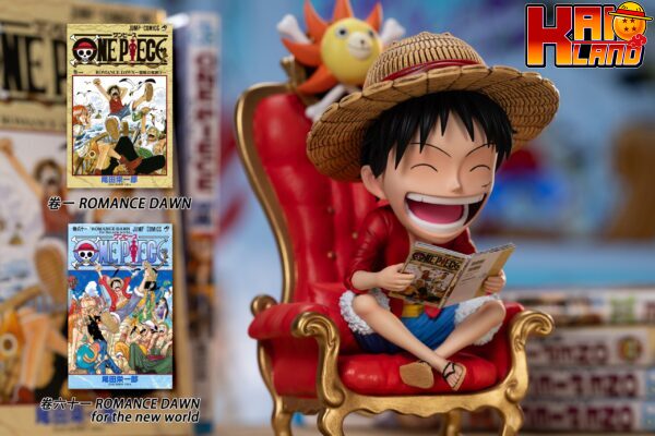 One Piece Night Cat Studio Reading Luffy Resin Statue 4