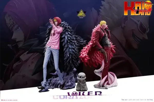 One Piece Super Bomb Studio Corazon x Doflamingo x Child Trafalgar D Water Law Resin Statue 0
