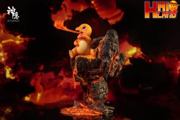 Pokemon ShenYin Studio Charmander on Lava Resin Statue 2