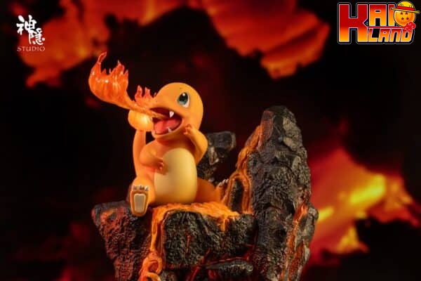 Pokemon ShenYin Studio Charmander on Lava Resin Statue 3