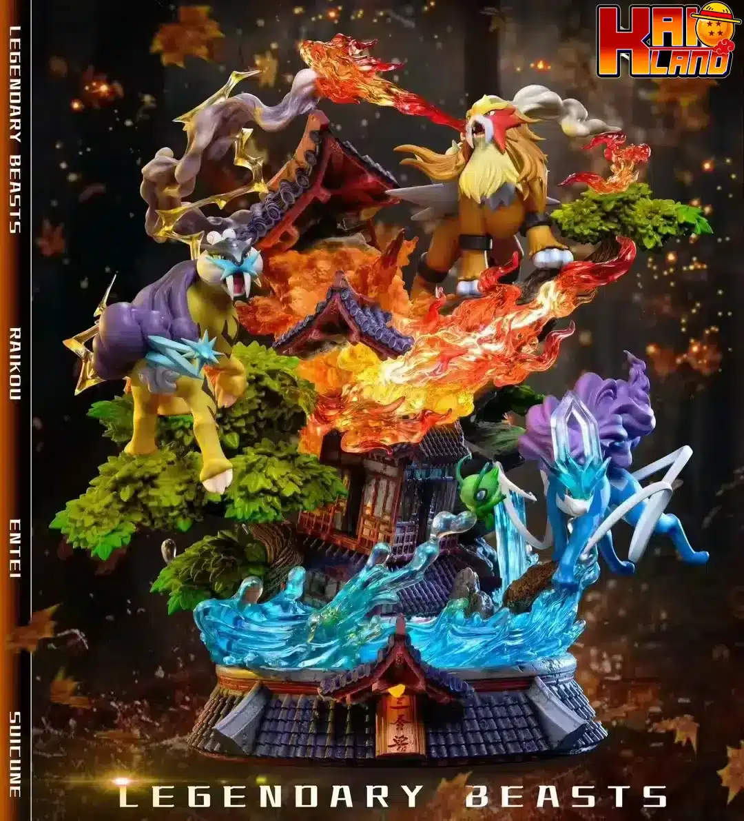 Pokemon 666 Studio Legendary Beast Suicune Entei Raikou Resin Statue