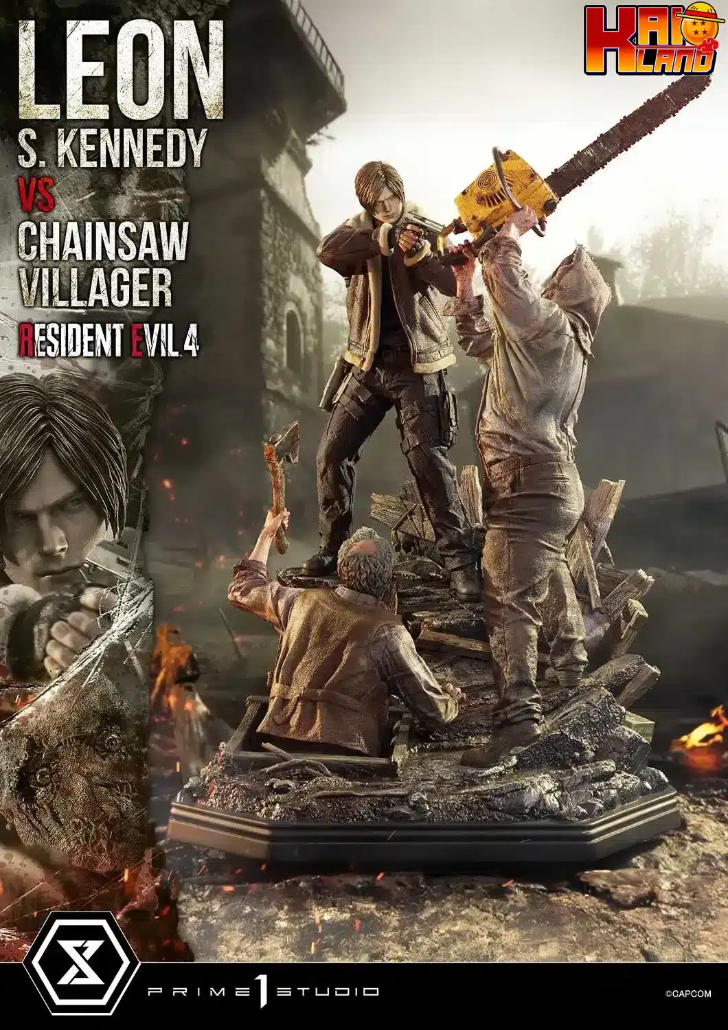Resident Evil 4 Prime 1 Studio Leon S Kennedy versus Chainsaw Villager Licensed Resin Statue