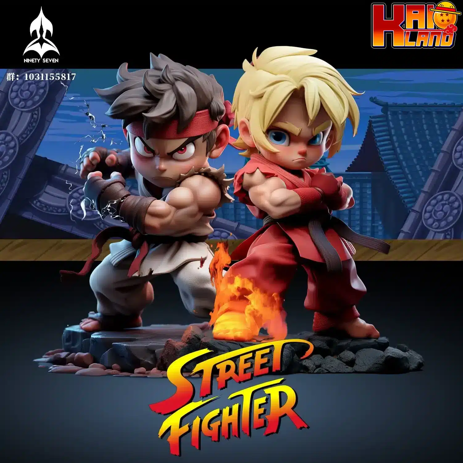 Street Fighter Ninety Seven Studio Ryu x Ken Chibi Resin Statue