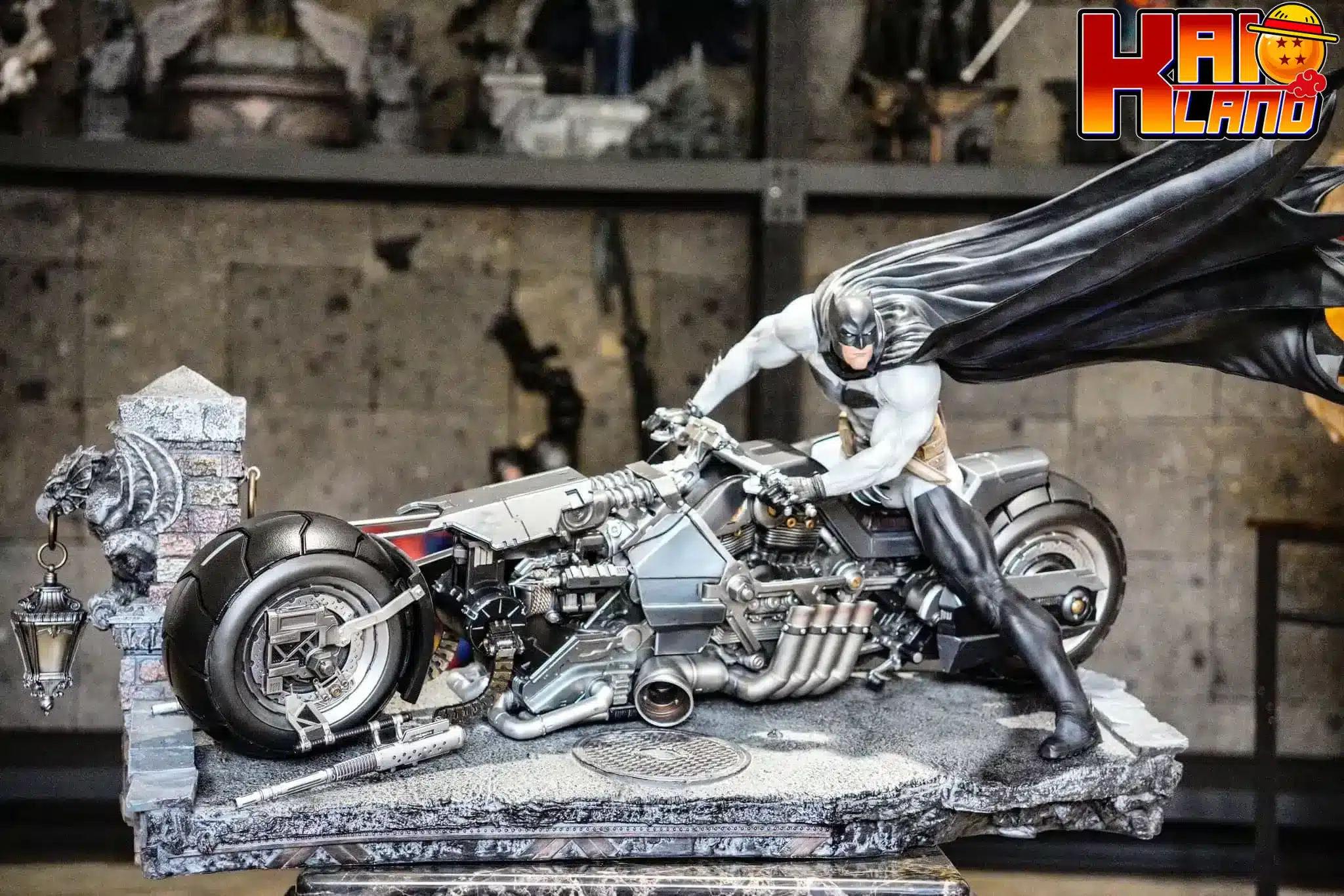 DC XM Studio Batman White Knight Batcycle Licensed Resin Statue