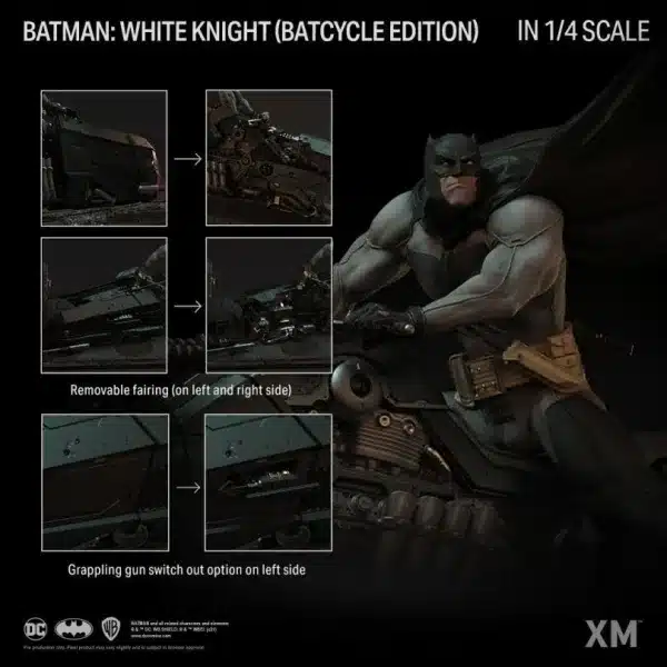 DC XM Studio Batman White Knight Batcycle Licensed Resin Statue 3