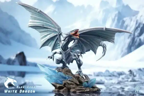 YuGiOh Aftershock Studio Blue Eyes White Dragon x Red Eyes Black Dragon Resin Statue 3