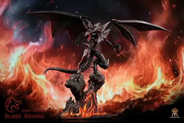 YuGiOh Aftershock Studio Blue Eyes White Dragon x Red Eyes Black Dragon Resin Statue 5