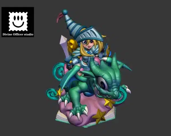 YuGiOh Divine Officer Studio Timaeus Black Magician x Black Witch Resin Statue 5