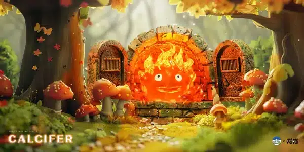 Howls Moving Hit Face Studio Calcifer Resin Statue 1