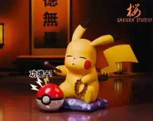 Pokemon SAKURA Studio Pikachu Tapping the Mokugyo Resin Statue
