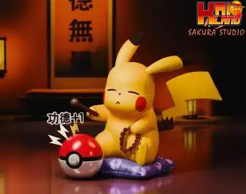 Pokemon SAKURA Studio Pikachu Tapping the Mokugyo Resin Statue