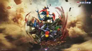 Pokemon WB Studio Garchomp Evolution Group Resin Statue