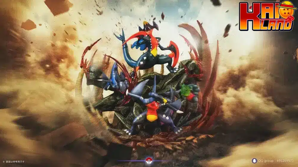 Pokemon WB Studio Garchomp Evolution Group Resin Statue