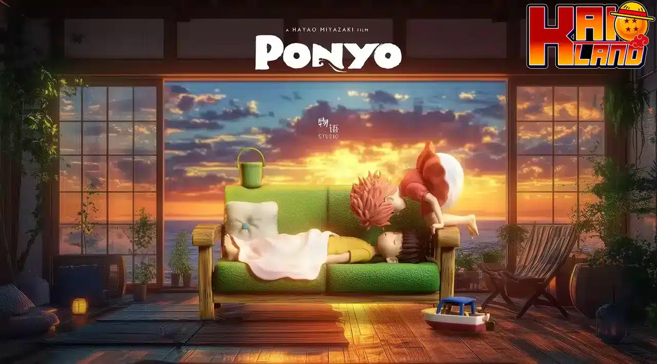 Ponyo on the Cliff WuYu Studio Ponyo x Sosuke Resin Statue