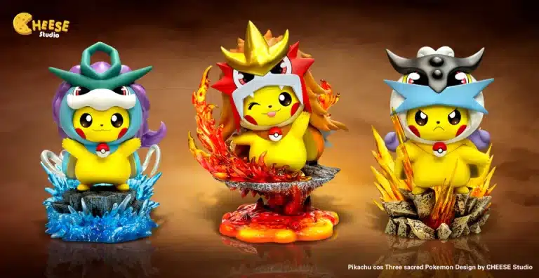 Pokemon CHEESE Studio Pikachu Cos Three sacred Resin Statue