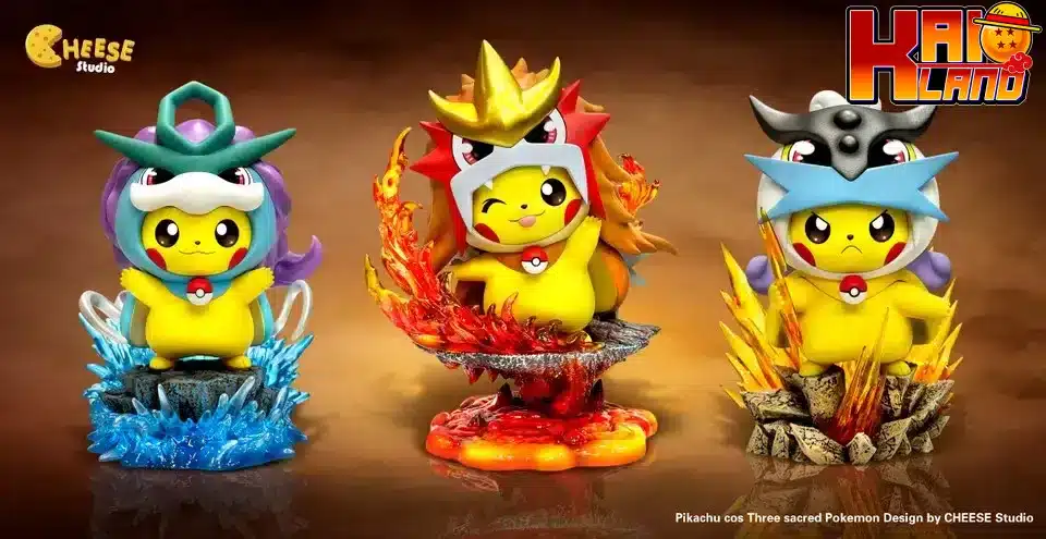 Pokemon CHEESE Studio Pikachu Cos Three sacred Resin Statue