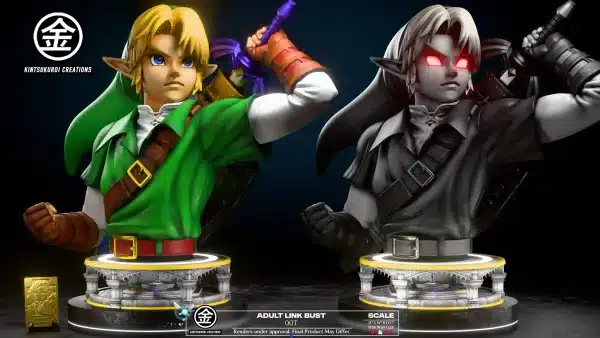 The Legend of Zelda Kintsukuroi Creations Oot Adult Link x Oot Dark Link Bust Resin Statue 1