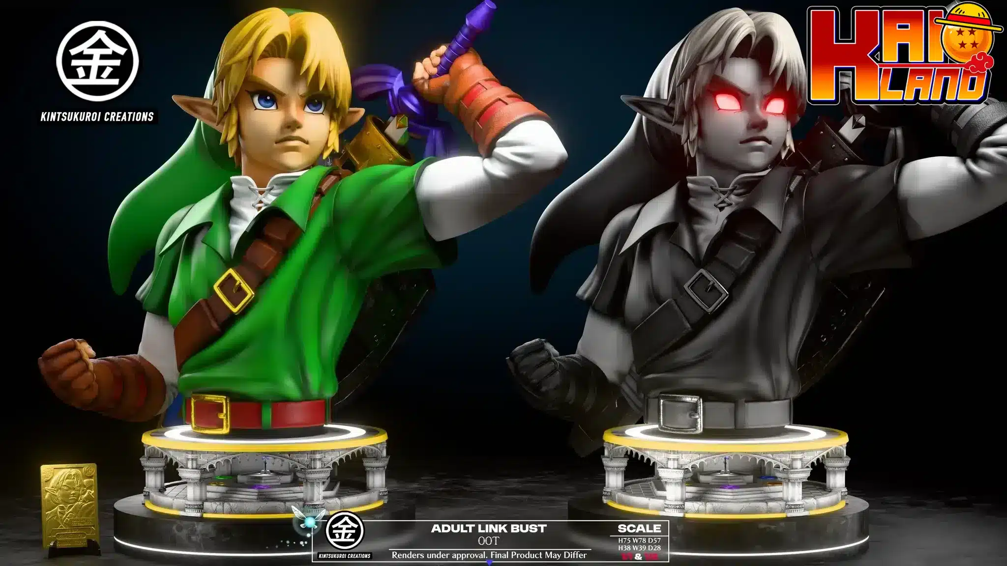 The Legend of Zelda Kintsukuroi Creations Oot Adult Link x Oot Dark Link Bust Resin Statue