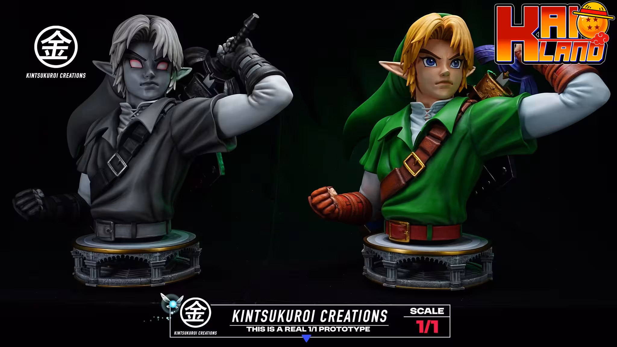 The Legend of Zelda Kintsukuroi Creations Oot Adult Link x Oot Dark Link Bust Resin Statue